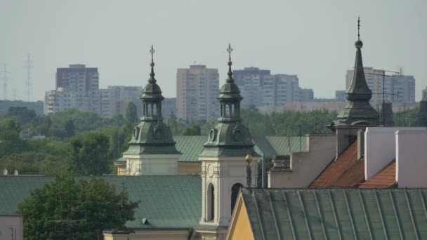 Kerktorens Warschau — Stockvideo