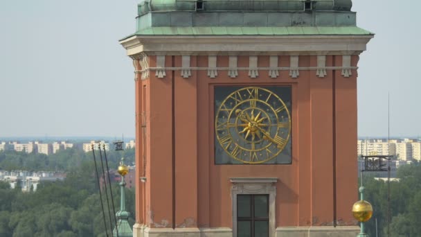 Πύργος Ρολόι Του Βασιλικού Κάστρου Βαρσοβία — Αρχείο Βίντεο