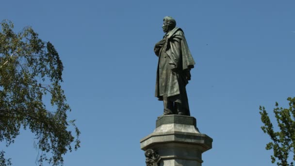 Памятник Адаму Мицкевичу Варшаве — стоковое видео