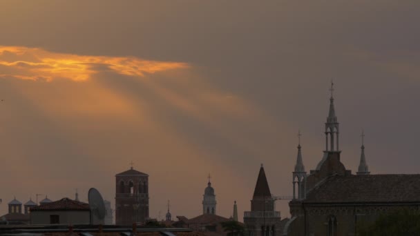 Wieże Wenecji Wschodzie Słońca — Wideo stockowe