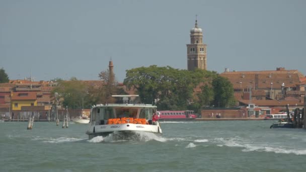 Laguna Veneciana Con Barcos — Vídeos de Stock