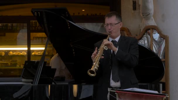 Hombre Tocando Clarinete — Vídeo de stock