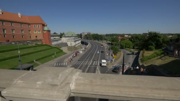 Aleja Solidarnosci Street Seen Bridge — 图库视频影像