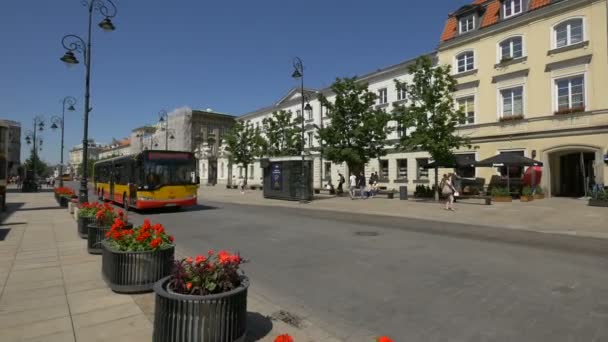 Guidare Autobus Sulla Strada Cracovia Przedmiescie — Video Stock