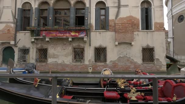 Gondoliers Och Gondoler Venedig Italien — Stockvideo