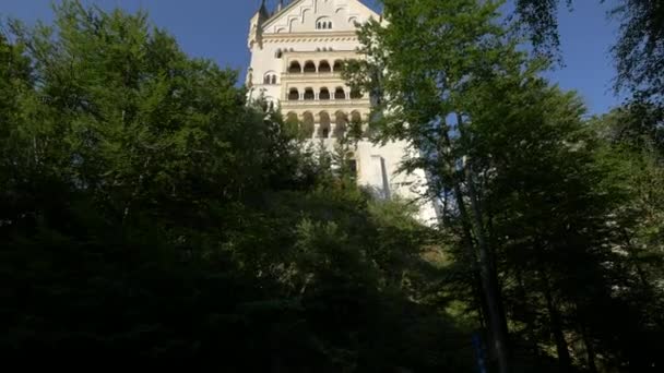 Castelo Neuschwanstein Atrás Das Árvores — Vídeo de Stock