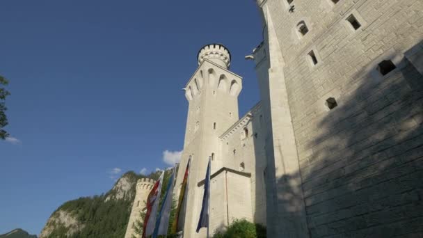 Låg Vinkel Syn Neuschwanstein Slott — Stockvideo