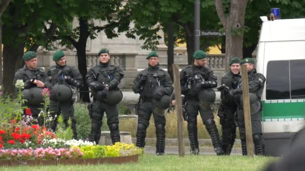 German Police Officers Standing Line — Stock Video