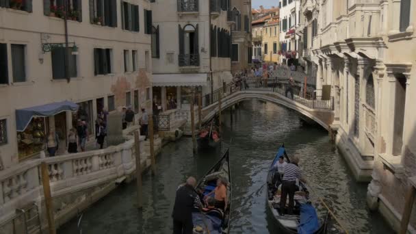 Canal Tourists Gondolas — Stock Video