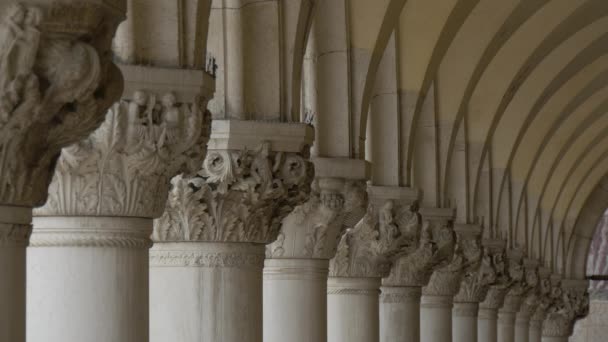 Korintiska Kolonner Vid Palazzo Ducale — Stockvideo
