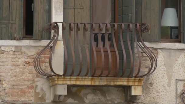 Old Balcony Curved Railings — Stock Video