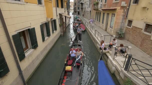Gondolas Med Turister Venedig Italien — Stockvideo