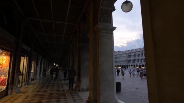 Piazza San Marco Med Byggnader Och Valv — Stockvideo