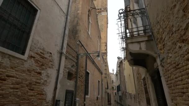 Narrow Street Brick Buildings Tower — Stock video