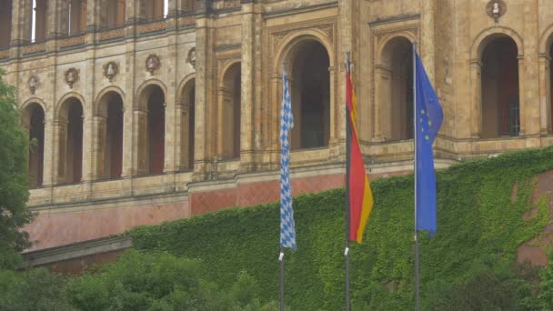 Flags Front Bavarian State Parliament — Stock Video