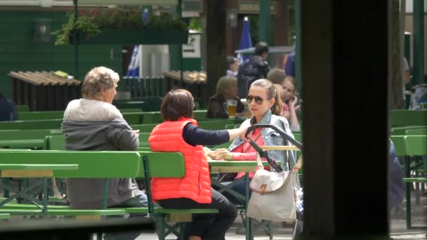 Люди Дитячим Візком Сидять Ресторані — стокове відео