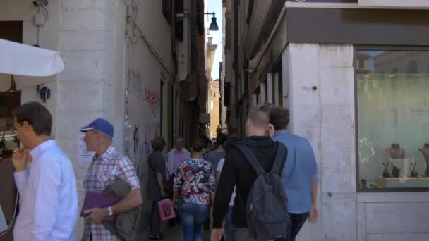 People Walking Narrow Street — Stock Video