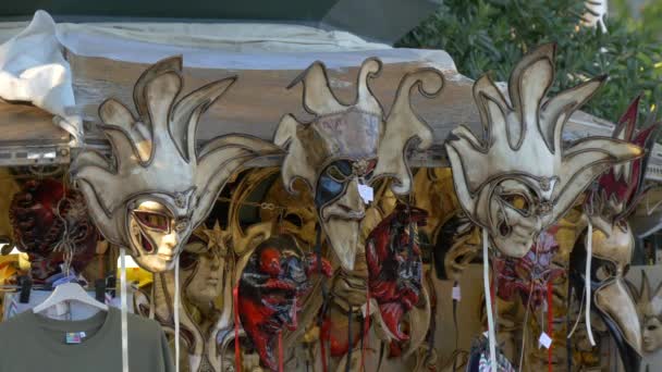 Πολύχρωμες Μάσκες Καρναβαλιού Βενετία Ιταλία Ευρώπη — Αρχείο Βίντεο
