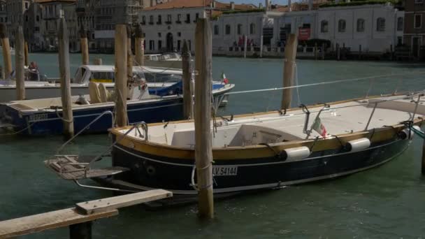 Швартованные Лодки Венеции — стоковое видео