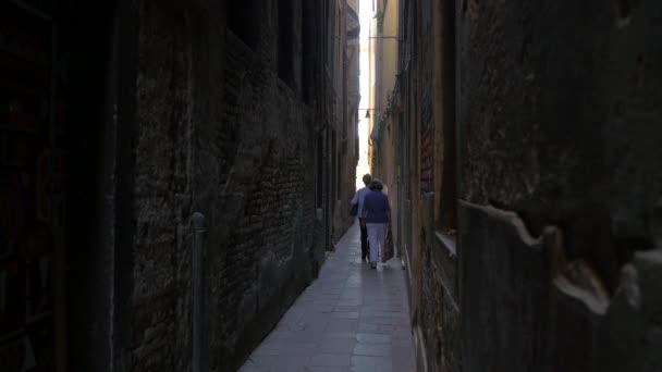 Walking Narrow Alley — Stock Video