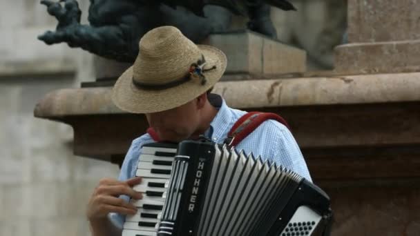 Tocando Acordeão Cantando — Vídeo de Stock