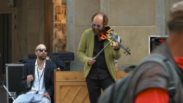 Músicos Rua Cidade — Vídeo de Stock