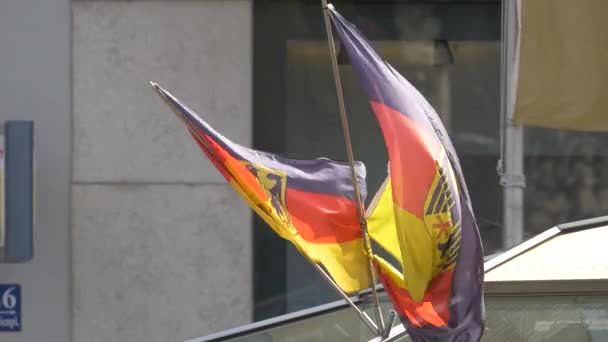 Duas Bandeiras Alemãs Vídeo — Vídeo de Stock