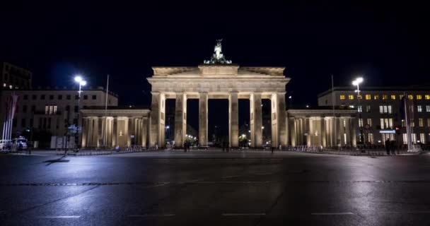 Nachtaufnahme Des Brandenburger Tors Berlin — Stockvideo