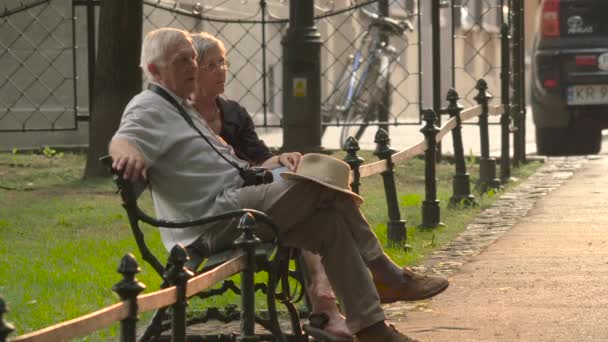 Pasangan Senior Duduk Bangku — Stok Video