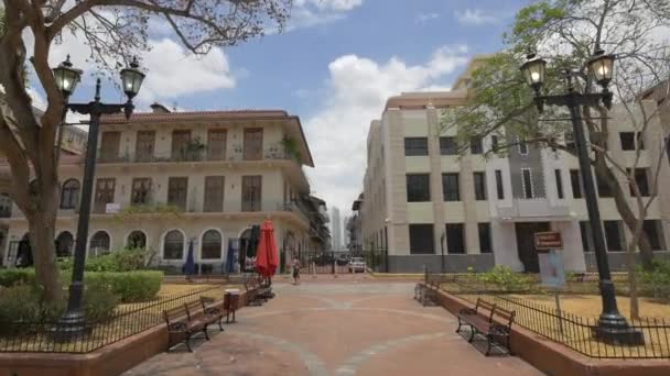 Park Und Gebäude Casco Viejo Panama City — Stockvideo