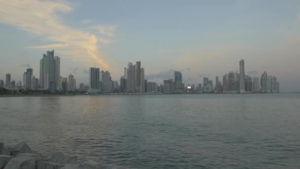 Panoramatický Výhled Panamu Soumraku — Stock video