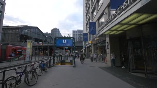 Sidewalk Subway Exit Shops — Stock video