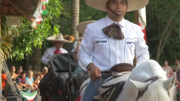 Mujer Mexicana Cantando Carro Caballos — Vídeos de Stock