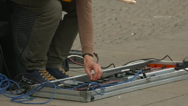 Ajustar Uma Placa Pedal Guitarra Elétrica — Vídeo de Stock