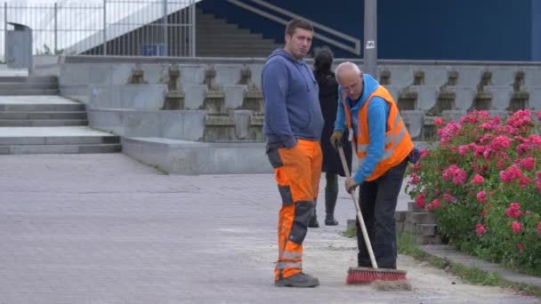 Trabajadores Una Calle — Vídeo de stock