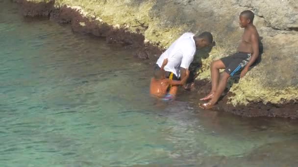 Jamaican Boys Getting Out Water — Stock Video