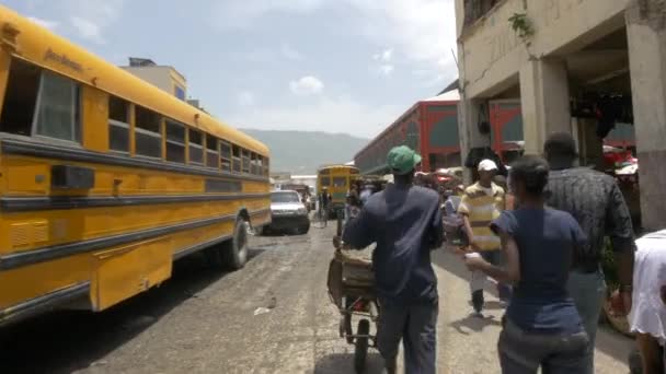 Busy Street Port Prince — Stock Video