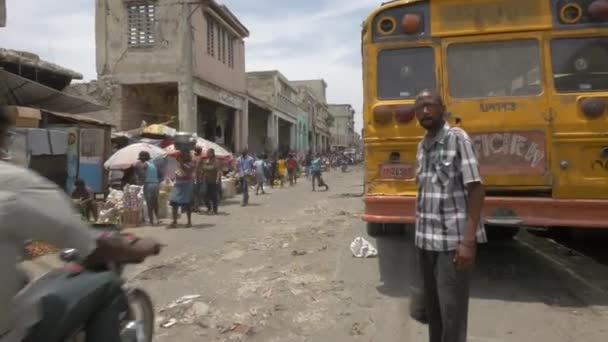 Pessoas Rua Haiti — Vídeo de Stock