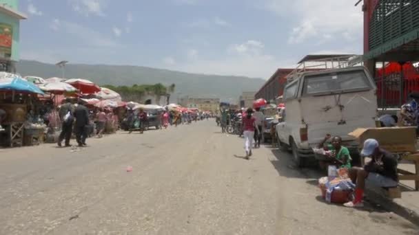 Markt Auf Der Straße Haiti — Stockvideo