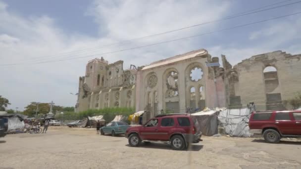 Ruinas Catedral Puerto Príncipe Haití — Vídeo de stock