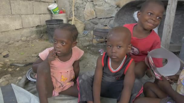 Haitian Kids Yard — Stock Video