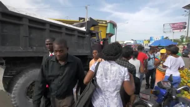 Menschenmenge Auf Einem Lebensmittelmarkt Haiti — Stockvideo