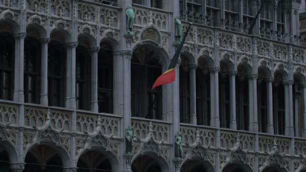 Taş Bina Cephesinde Dalgalanan Bir Bayrak — Stok video