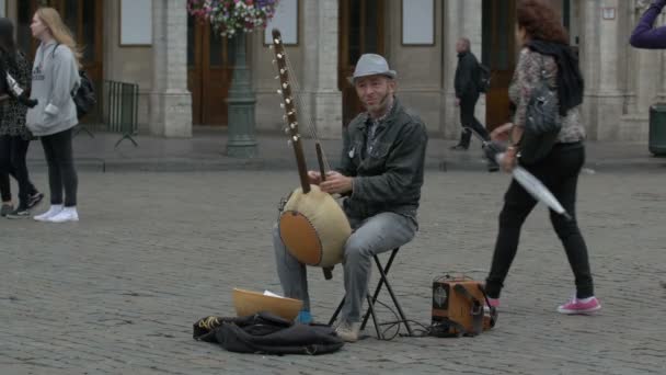 Musician Performing Street — Stock Video