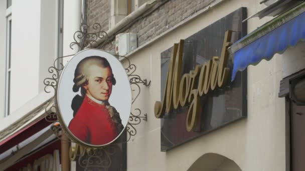 Semnul Hotelului Mozart Din Bruxelles — Videoclip de stoc