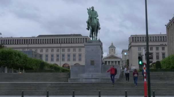 Άγαλμα Του Βασιλιά Αλβέρτου Στις Βρυξέλλες — Αρχείο Βίντεο