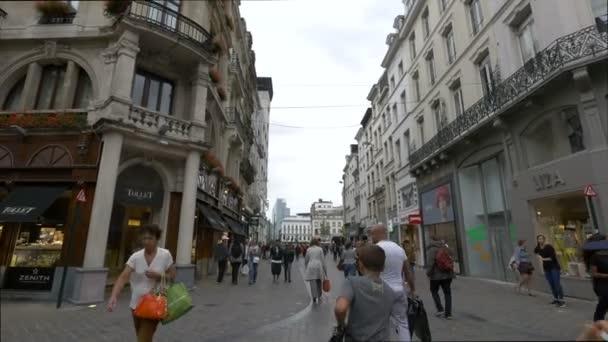 Εμπορικός Δρόμος Στις Βρυξέλλες — Αρχείο Βίντεο