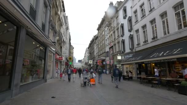 Une Rue Commerçante Animée Dans Centre Ville — Video