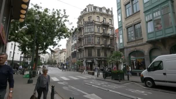 Stadslivet Bryssels Gator — Stockvideo