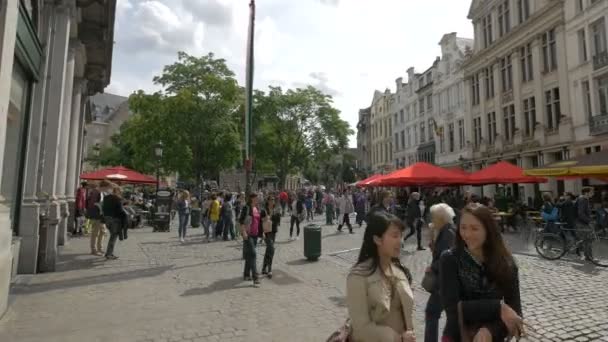 Menschen Auf Einer Belebten Straße — Stockvideo